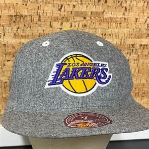 Vintage Mitchell & Ness Los Angeles Lakers Hat Grey Wool NBA Hardwood Classic 7